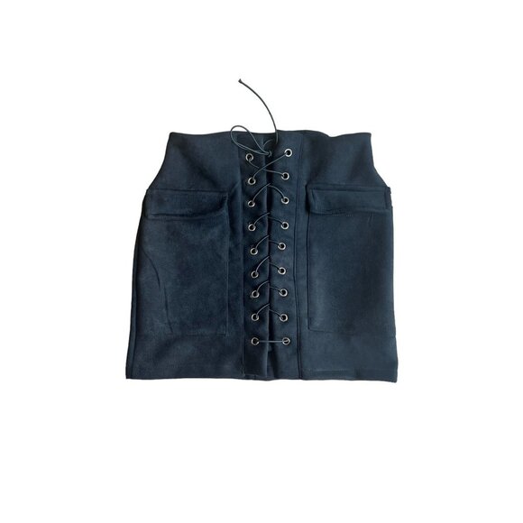 Vestidos Women's Faux Suede Mini Skirt Lace Up Size S - Picture 1 of 5